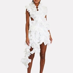 AKNVAS Olive Ruffle Dress (white)